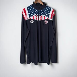 ARENA USA SWIMMING 3XL GRAY STARS & STRIPES HALF ZIP PULLOVER